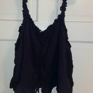 H&M Black Ruffle Strap Crop Tank size XXL